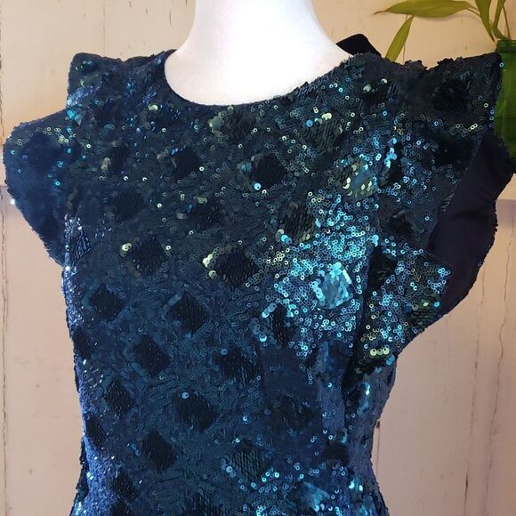 Zara Green Sequin Mini Dress - Picture 3 of 15